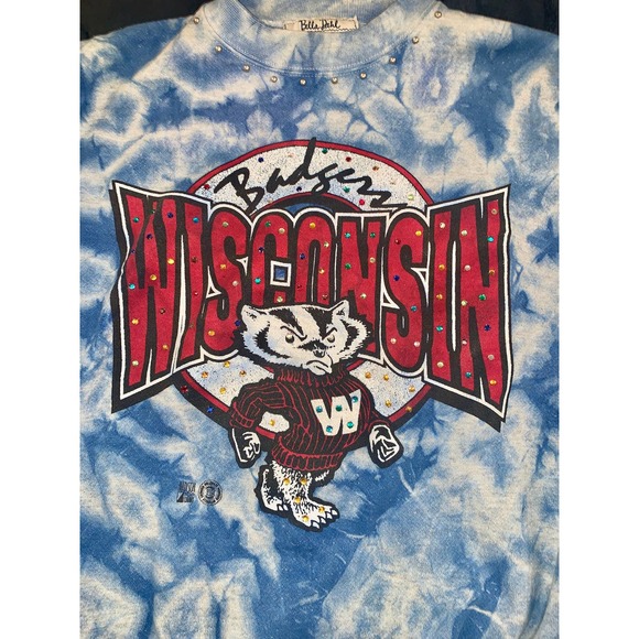 90’s BELLA DAHL BEDAZZLED COLLEGE LOGO WISCONSIN BADGERS SWEATSHIRT - Picture 8 of 9